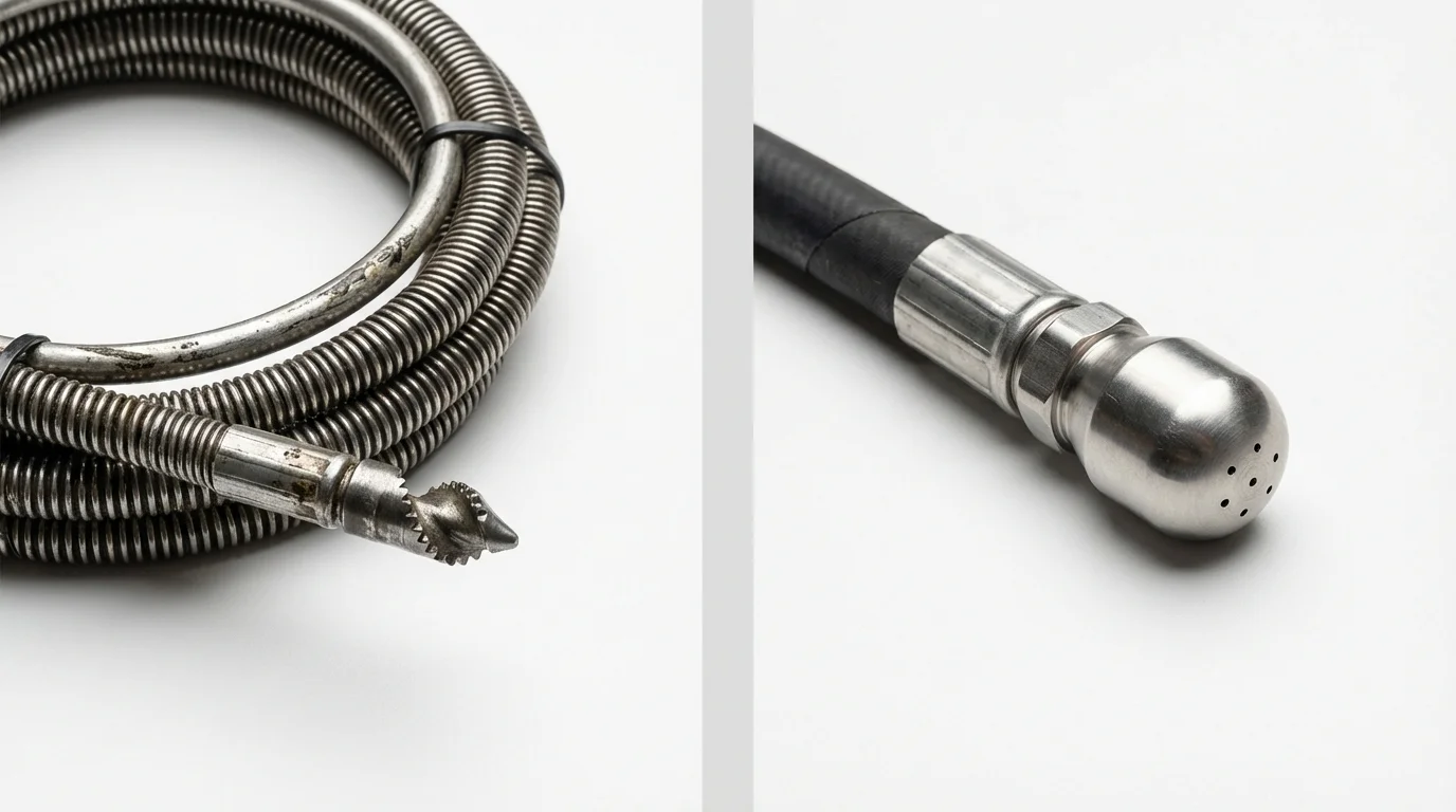Drain snake cable and hydro jetting nozzle used for drain cleaning in Kingstree, SC