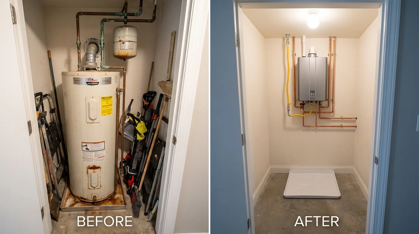 Tank water heater versus wall-mounted tankless unit comparison for Kingstree, SC homeowners