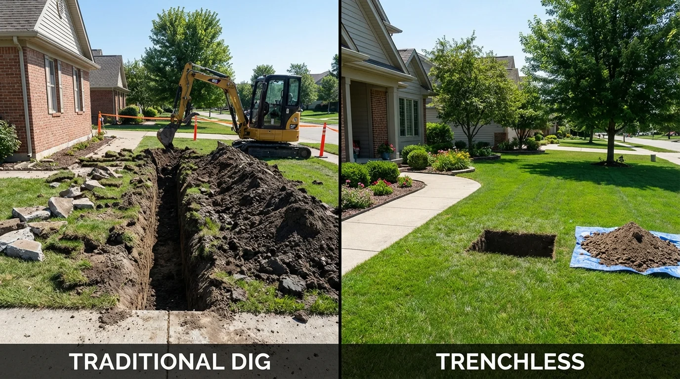 Trenchless sewer repair with minimal yard damage versus traditional excavation in Kingstree, SC